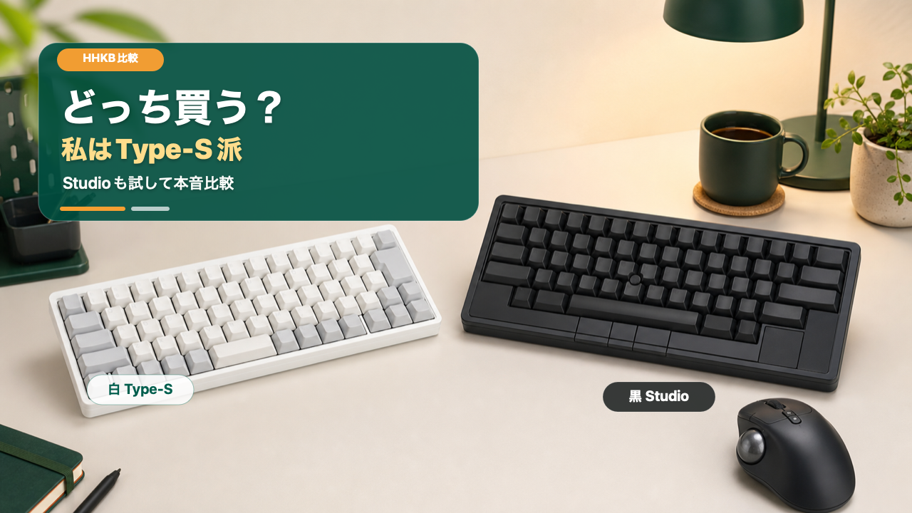 HHKB Type-SとHHKB Studioを比較する記事のアイキャッチ画像